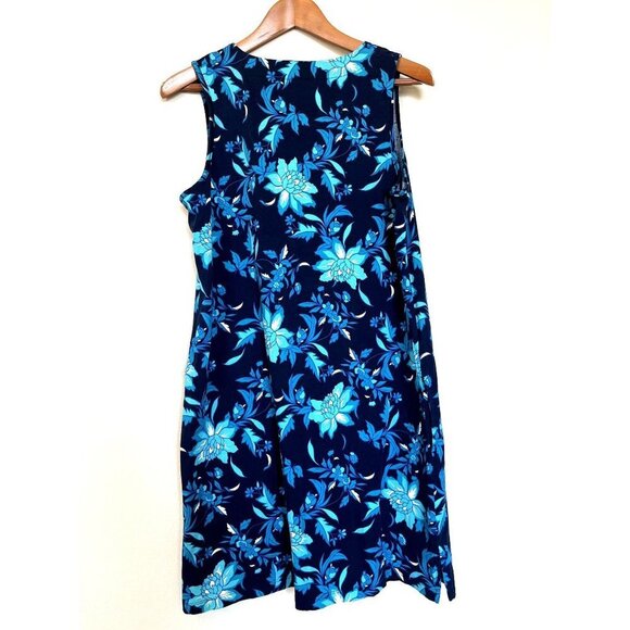 Lands End Navy Blue Tropical Relaxed Midi Dress M - Picture 5 of 10